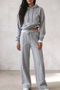 Smooth Knit Hoodie Jogger Set in Gray — studio front