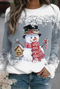 Snowman Graphic Sweater in Gray — front view