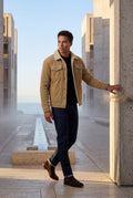 Beige Structured Trucker Jacket with Collar - Lined jackets - Photo 16