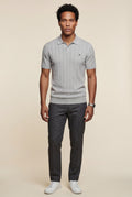 Gray Tailored Ribbed Short Sleeve Polo Shirt - Polo shirts - Photo 2