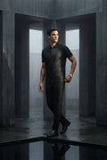 Black Tailored Short Sleeve Polo Shirt with Flat Collar - Polo shirts - Photo 5