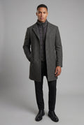 Gray Tailored Three-button Winter Coat with Notched Lapel - Photo 6