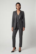Gray Tailored Three Piece Suit Set with Buttoned Vest - Women suit sets - Photo 6