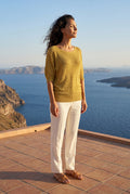 Yellow Textured Relaxed Fit 3/4 Sleeve Knitted Sweater - Photo 11