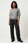 Gray Textured Relaxed Fit 3/4 Sleeve Knitted Sweater - Photo 26