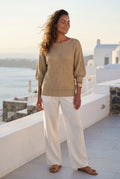 Khaki Textured Relaxed Fit 3/4 Sleeve Knitted Sweater - Photo 32