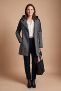 Women's Coat Hooded Elegant in Gray — studio shot