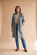 Women's Hooded Coat Relaxed Fit in Gray — studio front