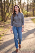 Women's Pullover Cable Knit Stand Collar in Gray — ugc candid