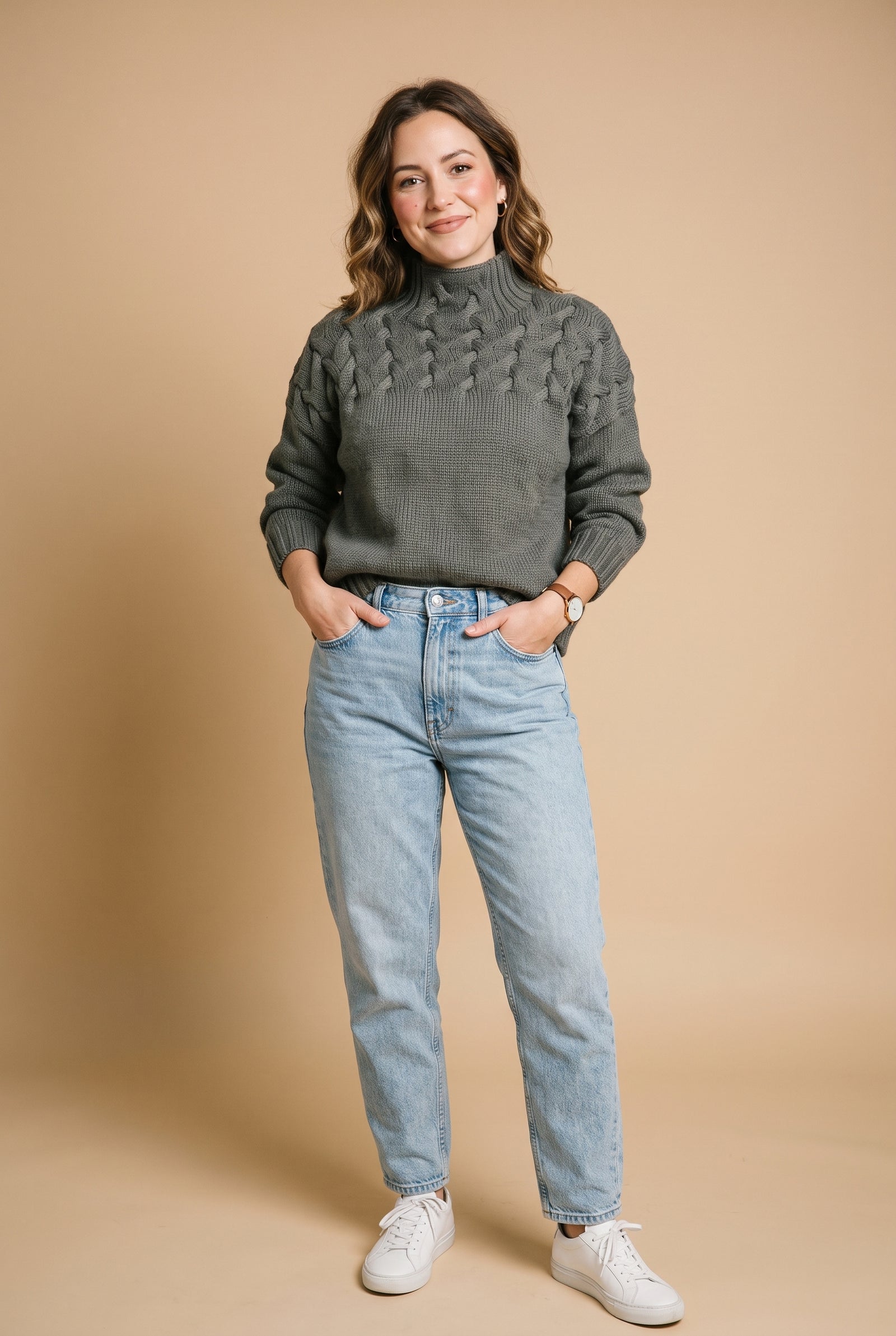 Women's Sweater Oversized Turtleneck in Gray — studio primary