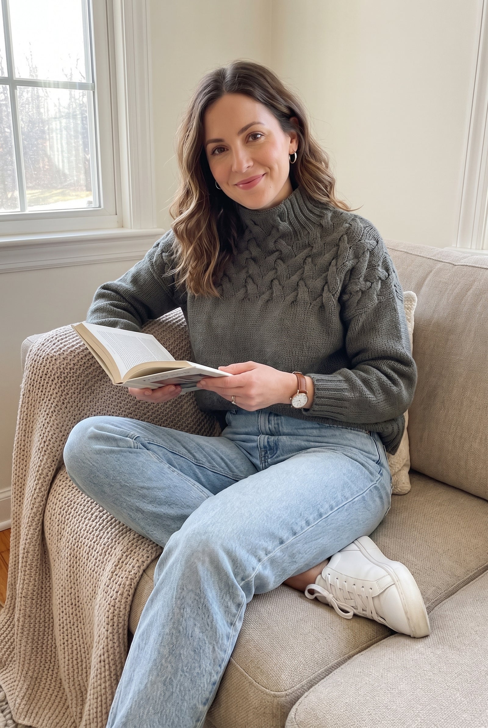 Women's Sweater Oversized Turtleneck in Gray — ugc at home