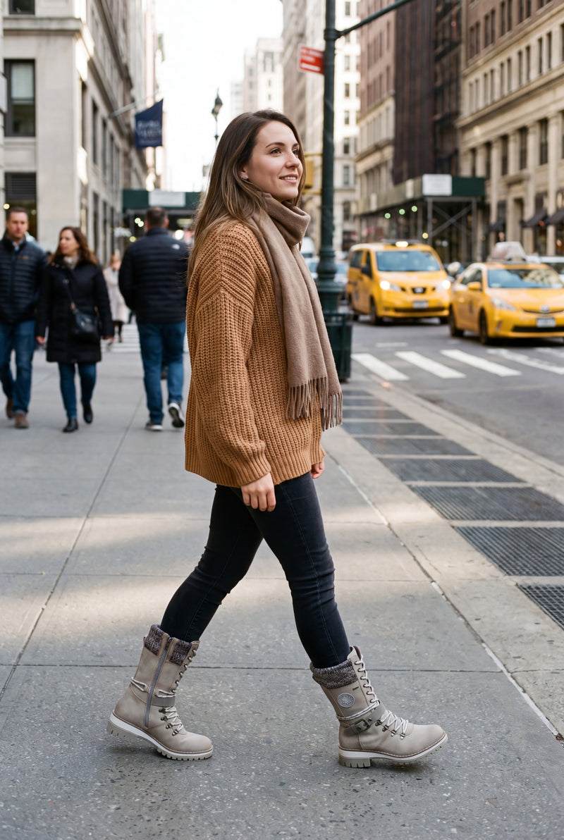 Women's Winter Boots Lace-Up High-Rise in Gray — secondary lifestyle