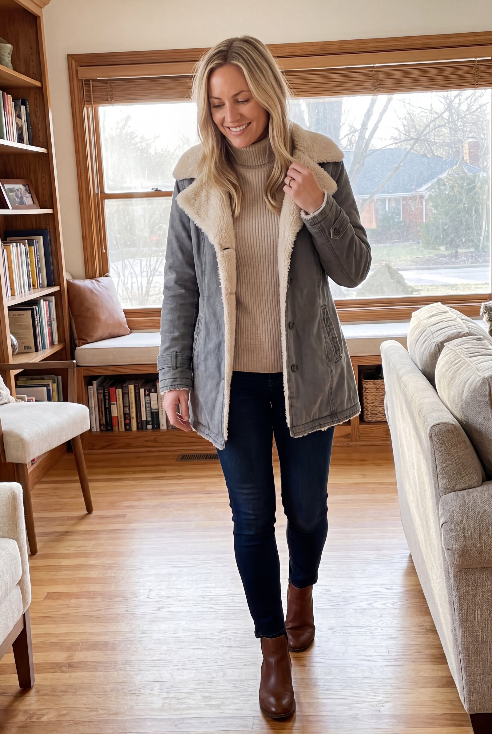 Women's Winter Coat Long Chic Style in Gray — home candid