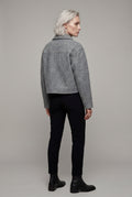 Gray Women's Boxy Cropped Zip Up Jacket with Flap Pockets - Photo 2