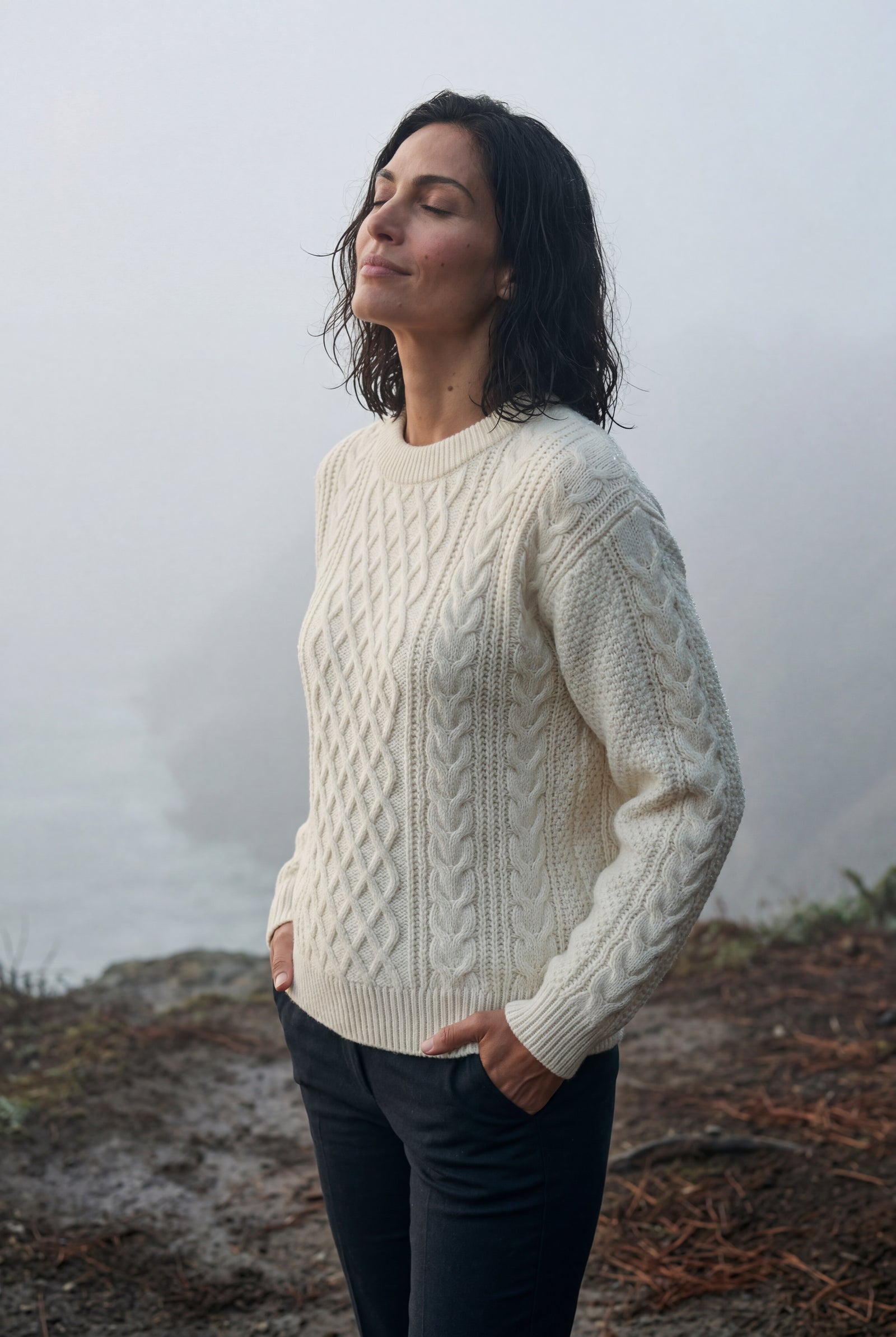 Cream Women's Chunky Cable Crew Neck Sweater - Sweaters - Photo 19