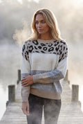 Apricot Women's Color-Block Leopard Jacquard Crew Neck Sweater - Knitted sweaters - Photo 9