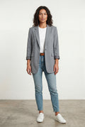 Gray Women's Relaxed Notched Lapel Single-Breasted Casual Blazer - Casual blazers - Photo 3