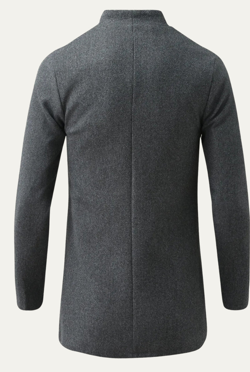 Wool Blend Overcoat in Gray — back