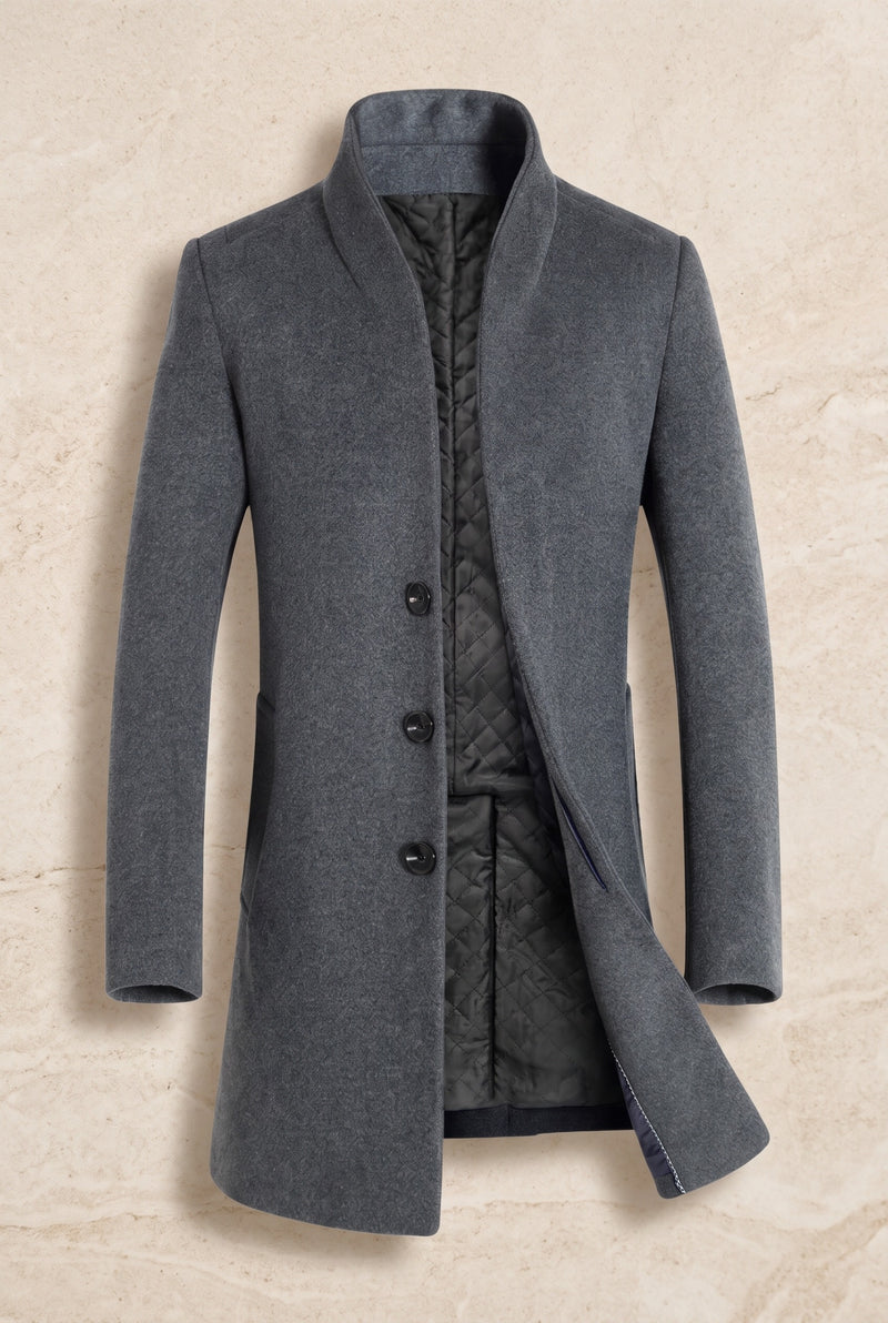 Wool Blend Overcoat in Gray — Stilenza main image