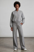 Gray Zip-up Bomber Jacket Wide-leg Tracksuit Set - Photo 3