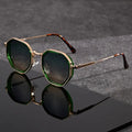 Green Blue Gradient Geometric Hexagonal Frame Sunglasses - Photo 6