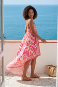 Pink Boho Handkerchief Hem Halter Maxi Dress with Open Back - Photo 14