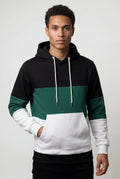 Green Color Block Pullover Hoodie with Kangaroo Pocket - Color block hoodie - Photo 2