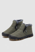 Faux-Fur Lined Winter Boots in Green — studio front