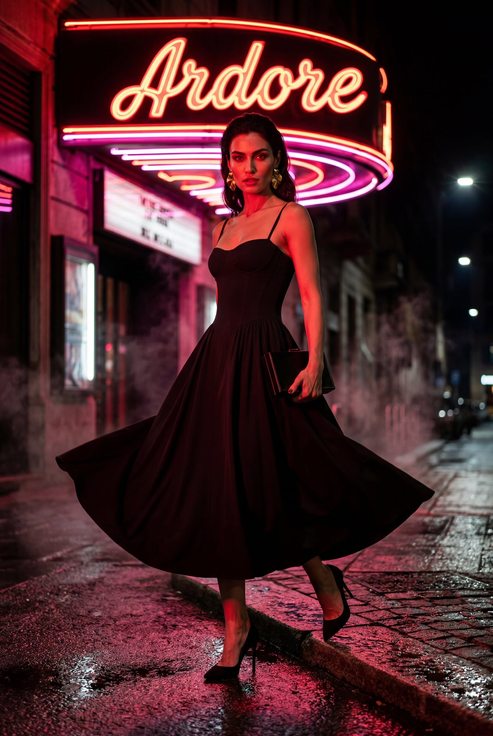 Black Floral Corset Bodice Midi Dress with Spaghetti Straps - Photo 15