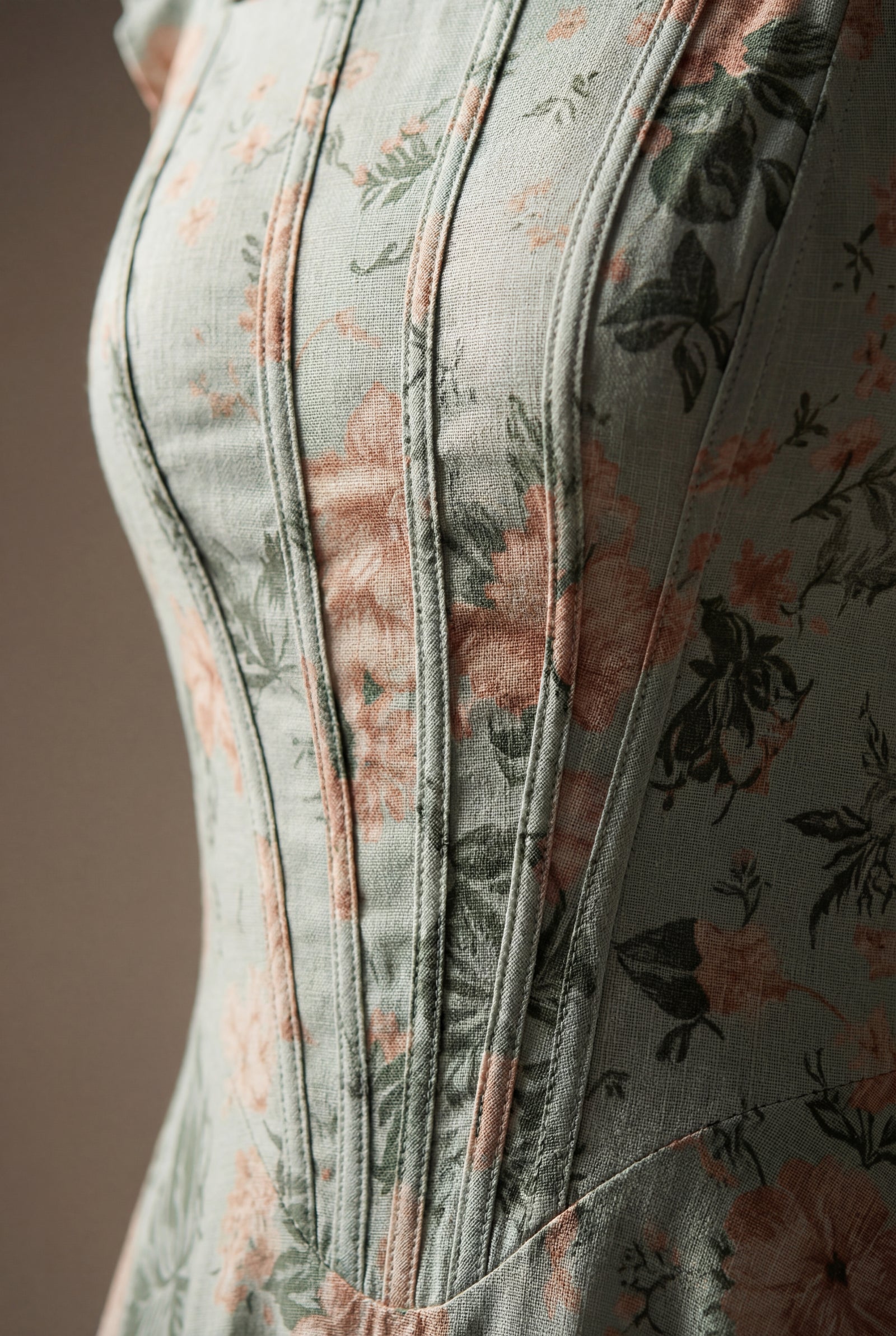 Green Floral Square Neck A-line Midi Dress with Flutter Straps - Wedding dress - Photo 4