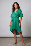 Green Flutter Sleeve Ruffle Hem Mini Dress - Photo 6