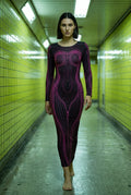 Pink Illusion Contour Print Bodycon Maxi Dress - Photo 6