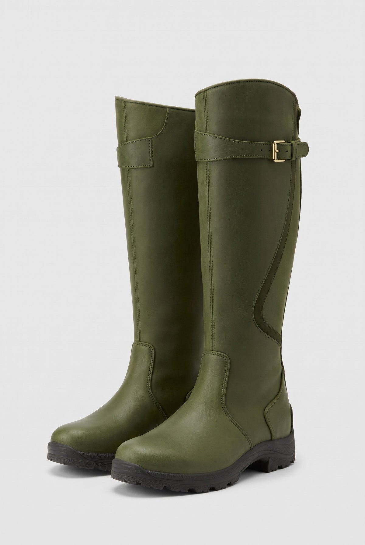 Knee-High Boots with Strap in Green — Stilenza main image