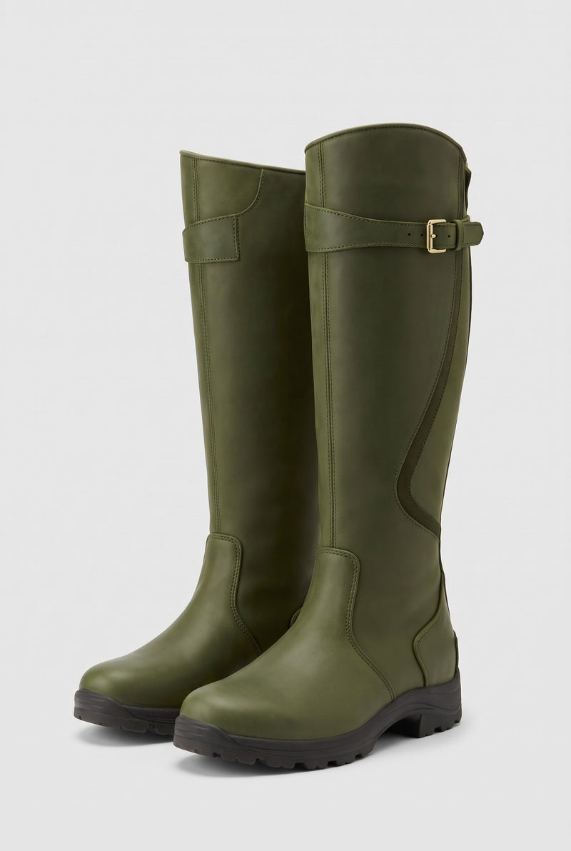 Knee-High Boots with Strap in Green — Stilenza main image