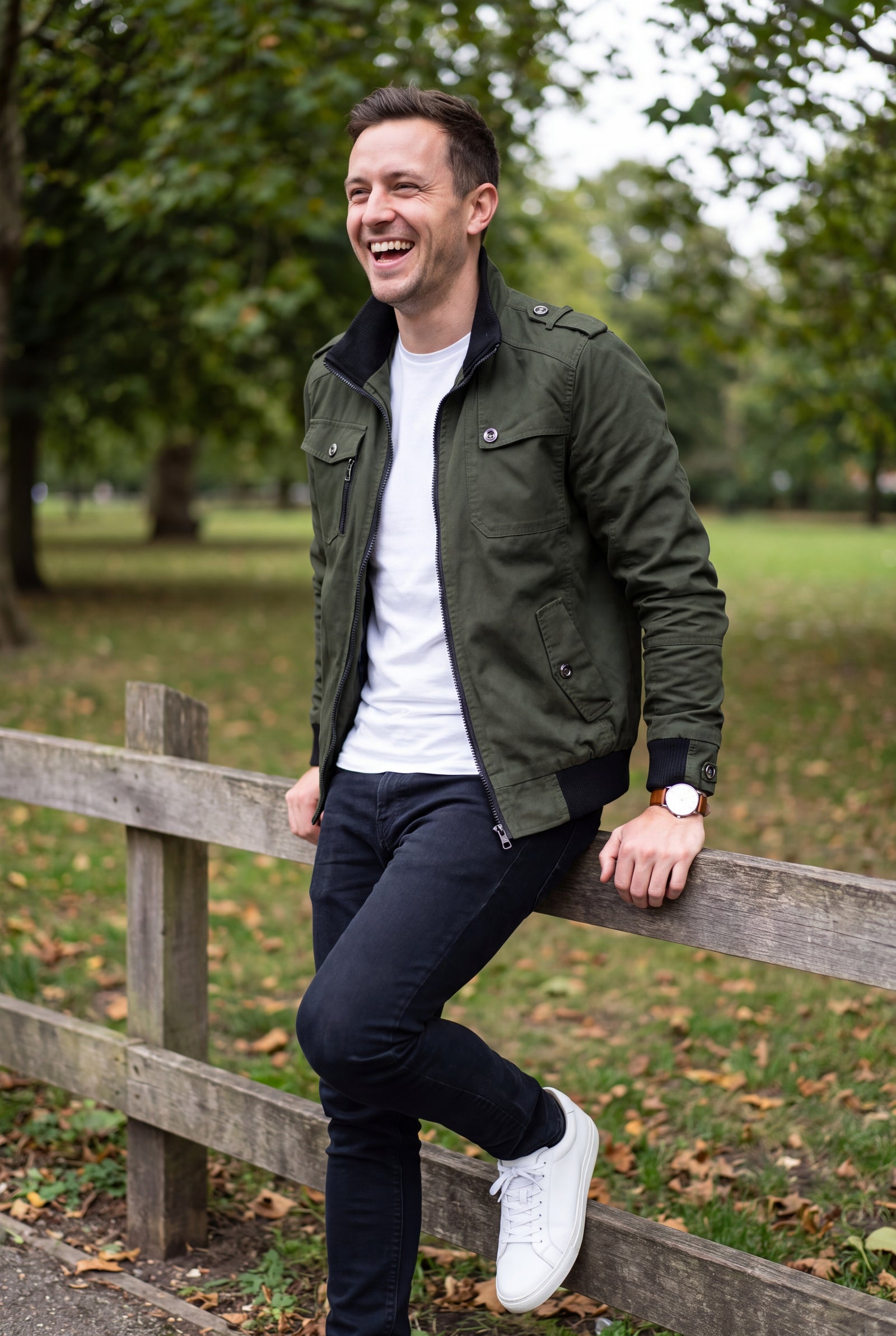 Men's Bomber Jacket Classic Fit in Green — ugc bomber park