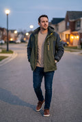 Men's Jacket Oversized Fleece in Green — lifestyle evening stroll