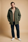 Men's Parka Thick Hooded in Green — studio full body