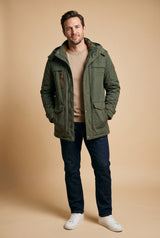 Men's Parka Thick Hooded in Green — studio full body
