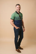 Men's Polo Shirt Striped Short Sleeve in Green — primary studio