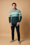 Men's Sweater Half-Zip Colorblock in Green — primary studio