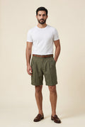 Green Men's Pleated Front Tailored Above-Knee Shorts - Casual shorts - Photo 5