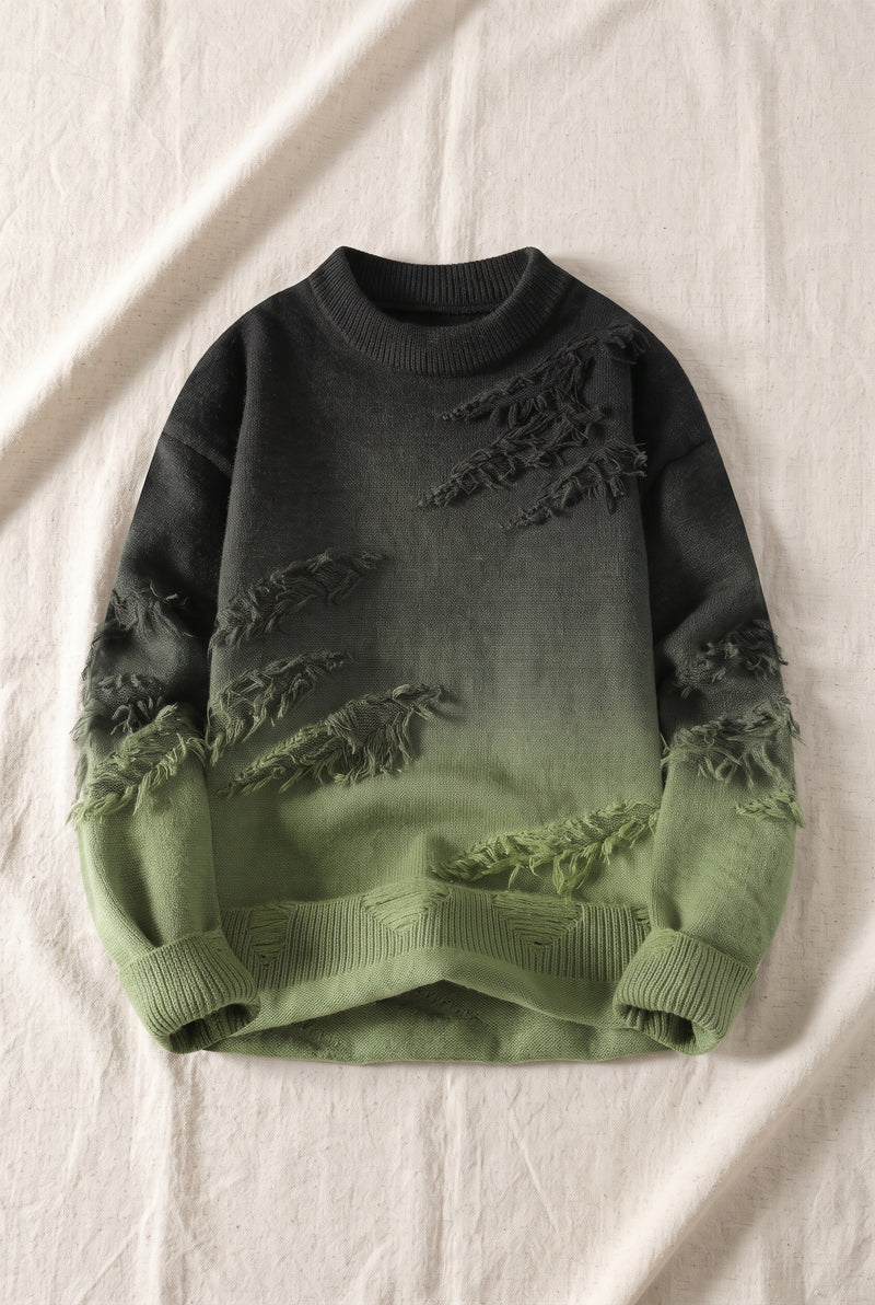 Ombre Gradient Knit Sweater in Green — studio front