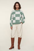 Green Oversized Checkered Crewneck Chunky Sweater - Oversized sweater - Photo 20