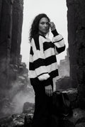 Black Oversized Chunky Striped Crewneck Sweater - Knit sweaters - Photo 11
