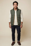 Green Quilted Puffer Vest with -lined Collar - Vests - Photo 1