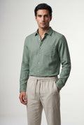 Green Relaxed Button-down Shirt and Drawstring Trouser Set - Shirt set - Photo 5