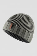 Ribbed Knit Beanie in Green — studio front