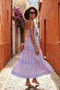 Pink Striped Tiered Maxi Dress with Spaghetti Straps - Photo 6