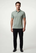 Green Tailored Short Sleeve Polo Shirt with Flat Collar - Polo shirts - Photo 6