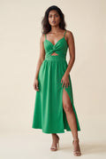 Green Twist-front Cutout Midi Dress with Side Slit - Photo 15